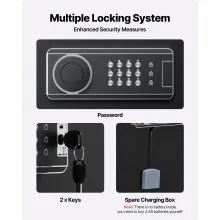 VEVOR 6-8 Gun Safe, Long Gun Cabinet for Rifles and Pistols, Quick Access Fireproof Rifle Safe with 3 Ammo Slots and 2 Adjustable Racks, Large Digital Cabinet with Key and Password Lock