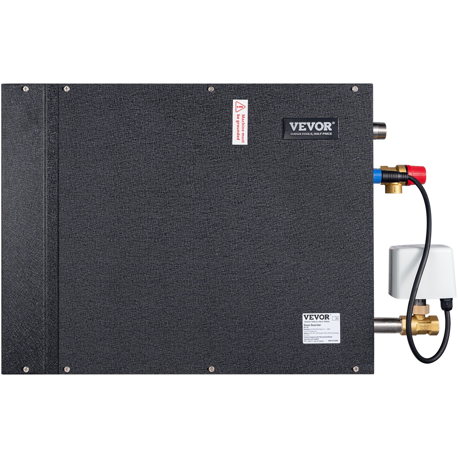 VEVOR 12KW Steam Shower Generator, Segmented Heating & Temperature Customization & 24h Timer Steam Kit, Automatic Drainage Home Steam Shower System Tested to UL Standards