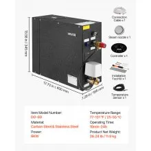 VEVOR 6kW Steam Generator with Controller for Home Sauna Spa Auto Drain Kit