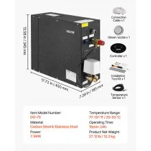 VEVOR 7.5kW Steam Generator with Controller for Home Sauna Spa Auto Drain Kit