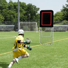 VEVOR Reboteador plegable de lacrosse para patio trasero, red de rebote de voleibol de 3 x 8 pies, pantalla de entrenamiento de retorno de béisbol y softbol, ​​ángulo ajustable, pared de entrenamiento de práctica de tiro, negro