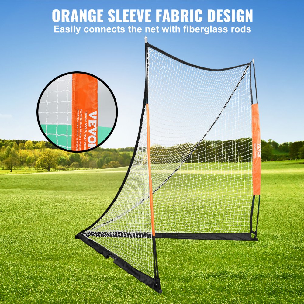 VEVOR Lacrosse Goal, 6' x 6' Lacrosse Net, Portable Lacrosse Goal with Carry Bag, Fiberglass Rod Backyard Lacrosse Training Equipment, Easy Setup Collegiate Goal, Perfect for Youth Adult Training