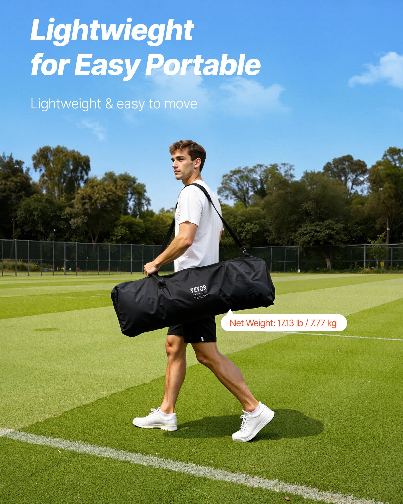 VEVOR Lacrosse Goal, 6' x 6' Lacrosse Net, Portable Lacrosse Goal with Carry Bag, Fiberglass Rod Backyard Lacrosse Training Equipment, Easy Setup Collegiate Goal, Perfect for Youth Adult Training