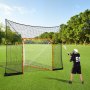 VEVOR Hockey and Lacrosse Goal Backstop, 12x9 ft Lacrosse Net with Extended Coverage, Quick Easy Setup Complete Accessories Training Net, Backyard Lacrosse Equipment, for Youth Adult (NET ONLY)