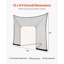 12x9 ft Hockey Lacrosse Goal Backstop Training Net Extended Coverage Net Only