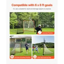 VEVOR 12x9 ft Hockey Lacrosse Goal Backstop with Extended Coverage Training Net
