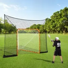 VEVOR 12x9 ft Hockey Lacrosse Goal Backstop with Extended Coverage Training Net