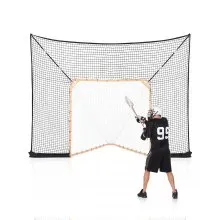 VEVOR 12x9 ft Hockey Lacrosse Goal Backstop with Extended Coverage Training Net