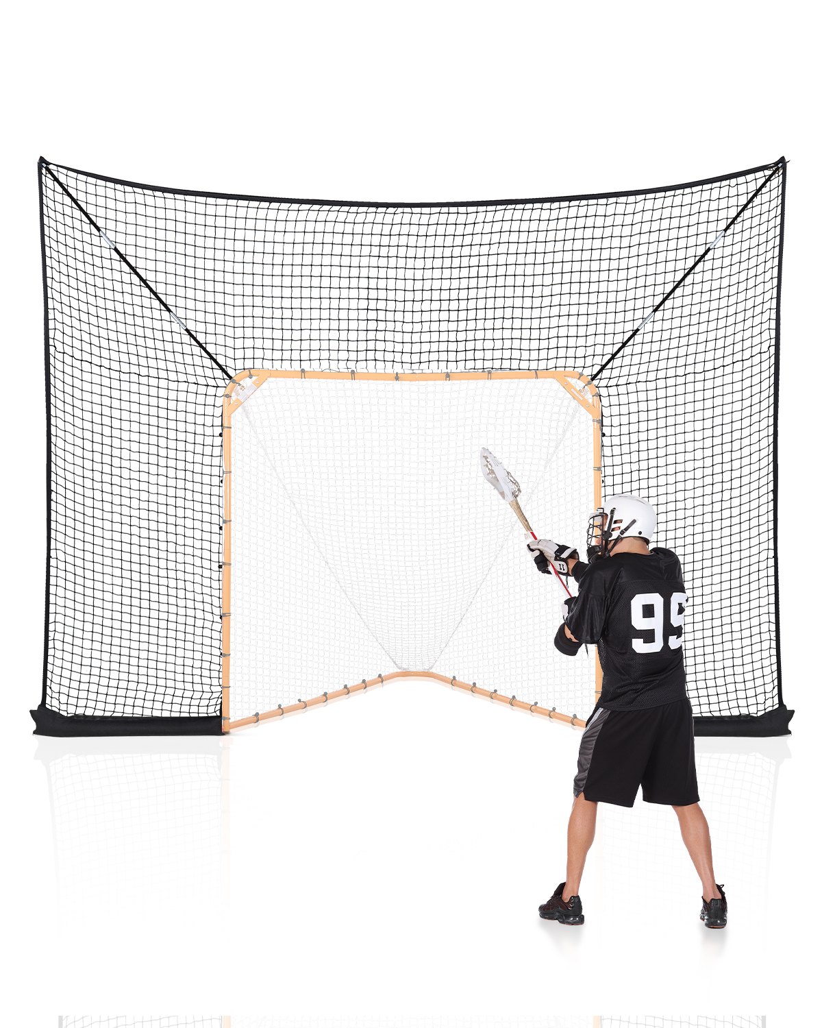 VEVOR Hockey and Lacrosse Goal Backstop, 12x9 ft Lacrosse Net with Extended Coverage, Quick Easy Setup Complete Accessories Training Net, Backyard Lacrosse Equipment, for Youth Adult (NET ONLY)