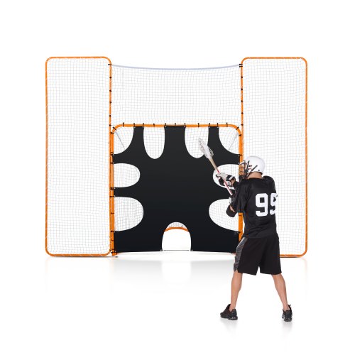 12x9 ft 3-IN-1 Lacrosse Goal Net with Backstop and Target Rebounder Equipment