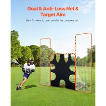 12x9 ft 3-IN-1 Lacrosse Goal Net with Backstop and Target Rebounder Equipment