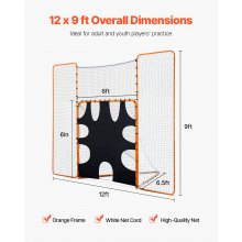 12x9 ft 3-IN-1 Lacrosse Goal Net with Backstop and Target Rebounder Equipment