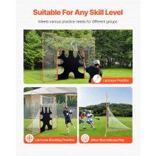 12x9 ft 3-IN-1 Lacrosse Goal Net with Backstop and Target Rebounder Equipment