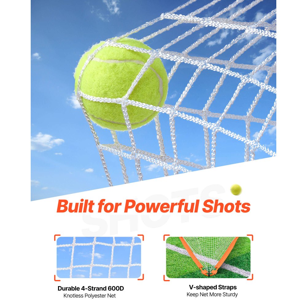 VEVOR Lacrosse Goal, 4' x 4' Small Kids Lacrosse Net, Folding Portable Lacrosse Goal with Carry Bag, Iron Frame Backyard Training Equipment, Quick & Easy Setup, Perfect for Youth Training, Orange