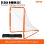 VEVOR Lacrosse Goal, 4' x 4' Small Kids Lacrosse Net, Folding Portable Lacrosse Goal med bärväska, Iron Frame Backyard Training Utrustning, Snabb och enkel installation, Perfekt för ungdomsträning, Orange