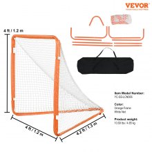 Lakrosová bránka VEVOR, 4' x 4' malá detská lakrosová sieť, skladacia prenosná lakrosová bránka s taškou, Iron Frame Backyard Training Equipment, rýchle a jednoduché nastavenie, ideálne pre tréning mládeže, oranžová