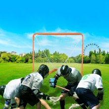 VEVOR Lacrosse Goal, 4' x 4' Small Kids Lacrosse Net, Foldebart bærbart Lacrosse Goal med bæretaske, Jernramme Baggårdstræningsudstyr, Hurtig og nem opsætning, Perfekt til ungdomstræning, Orange
