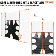 VEVOR 3-I-1 Lacrosse-mål med backstopp och mål, 12' x 9'' Lacrosse-nät, stålram Backyard Lacrosse Rebounder-utrustning, Snabbt och enkelt konfigurerat träningsnät, perfekt för ungdomsträning, orange