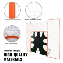 VEVOR 3-IN-1 Lacrosse Goal with Backstop and Target, 12' x 9' Lacrosse Net, Steel Frame Backyard Lacrosse Rebounder Equipment, Quick & Easy Setup Training Net, Perfect for Youth Adult Training, Orange