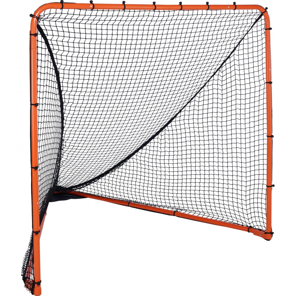 VEVOR Lacrosse Goal, 6' x 6' Lacrosse-verkko, kokoontaitettava kannettava takapihalla toimiva lacrosse-harjoitusväline, teräsrunkoinen harjoitusverkko, nopeasti ja helposti asennettava lacrosse-maali, täydellinen nuorten aikuisten harjoitteluun, oranssi