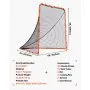 VEVOR Lacrosse Goal, 1.8mx1.8m Lacrosse Net, Folding Portable Backyard Lacrosse Training Equipment, Steel Frame Training Net, Quick & Easy Setup Lacrosse Goal, Perfect for Youth Adult Training, Orange