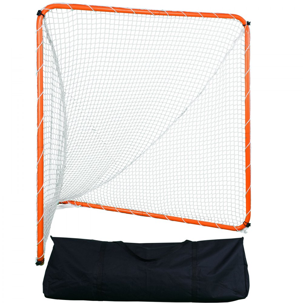 VEVOR Lacrosse Goal, 6' x 6' Lacrosse Net, Stålramme Baggård Lacrosse Træningsudstyr, Bærbart Lacrosse Goal med bæretaske, Hurtig og nem opsætning, Perfekt til ungdomstræning for voksne, Orange