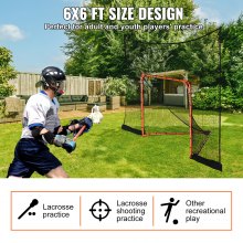 VEVOR Goal Backstop pentru hochei și lacrosse cu acoperire extinsă, plasă de lacrosse 12' x 9', accesorii complete plasă de antrenament, echipament de lacrosse în curte, perfect pentru antrenamentul pentru tineri și adulți.