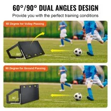 Tablero de rebote de fútbol VEVOR, pared de fútbol portátil de 45" x 18" con 2 ángulos de rebote, tablero de rebote de HDPE plegable, equipo de entrenamiento de fútbol para niños y adultos, práctica de pases y tiros