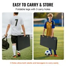 Tablero de rebote de fútbol VEVOR, pared de fútbol portátil de 45" x 18" con 2 ángulos de rebote, tablero de rebote de HDPE plegable, equipo de entrenamiento de fútbol para niños y adultos, práctica de pases y tiros