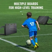 Tablero de rebote de fútbol VEVOR, pared de fútbol portátil de 45" x 18" con 2 ángulos de rebote, tablero de rebote de HDPE plegable, equipo de entrenamiento de fútbol para niños y adultos, práctica de pases y tiros