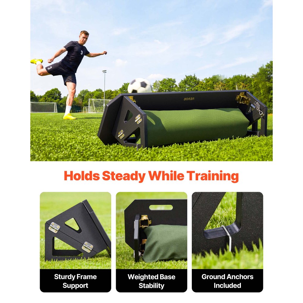 VEVOR Soccer Rebounder Board, 1000 x 300 mm Portable Soccer Rebound Wall, HDPE Sports Kick Back Trainer, 3 Adjustable Angles, Easy Setup Ball Practice Training Equipment for Passing & Reaction Skills