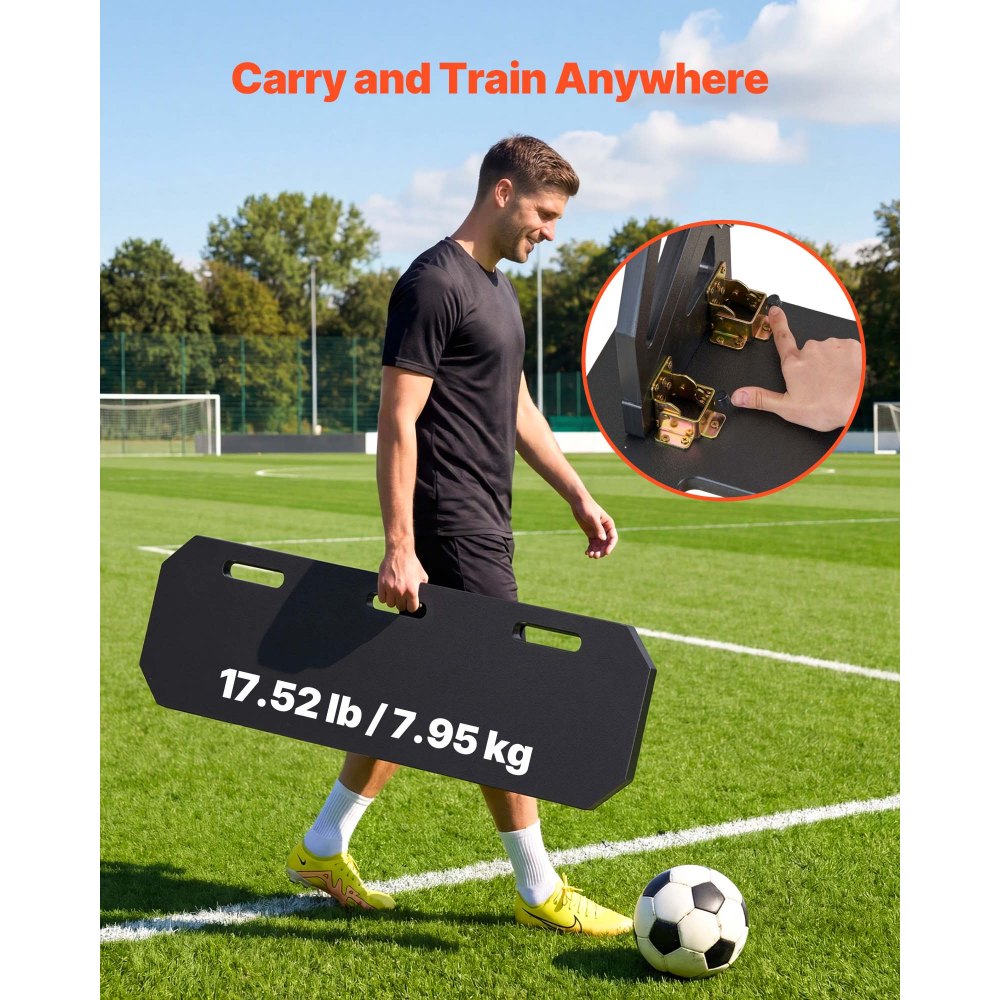 VEVOR Soccer Rebounder Board, 1000 x 300 mm Portable Soccer Rebound Wall, HDPE Sports Kick Back Trainer, 3 Adjustable Angles, Easy Setup Ball Practice Training Equipment for Passing & Reaction Skills