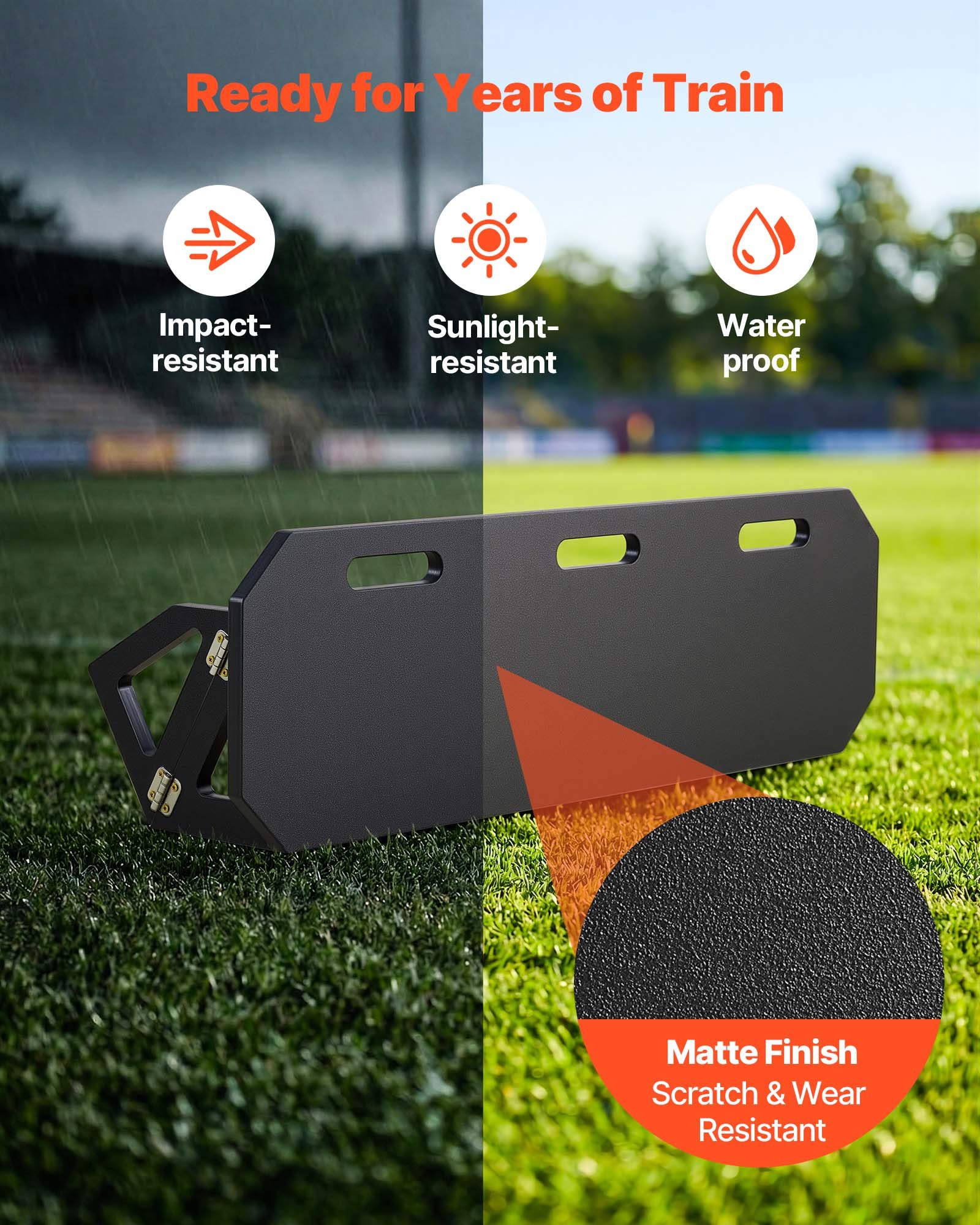 VEVOR Soccer Rebounder Board, 1000 x 300 mm Portable Soccer Rebound Wall, HDPE Sports Kick Back Trainer, 3 Adjustable Angles, Easy Setup Ball Practice Training Equipment for Passing & Reaction Skills