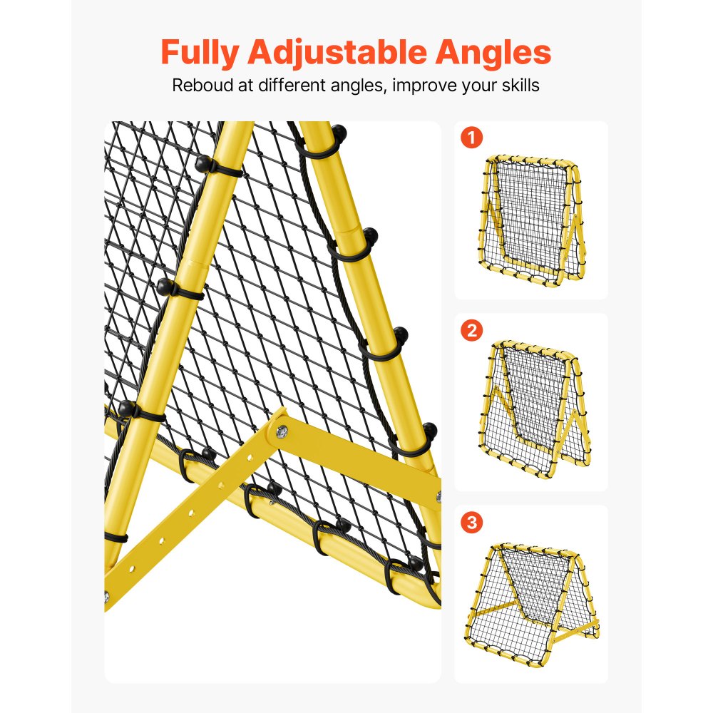 VEVOR Soccer Rebounder Rebound Net, 40"x35"x37" Portable Football Training Gifts, Fully Adjustable Angles Goal Net, Aids & Equipment for Kids Teens & All Ages, Easy Set Up & Perfect Storage