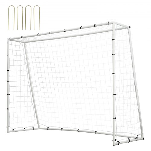 VEVOR Soccer Rebound Trainer, 8x6FT Iron Soccer Training Equipment, Sports Football Rebounder Wall with Double-Sided Rebounding Net & Goal, Perfect for Backyard Practicing, Solo Training, Passing