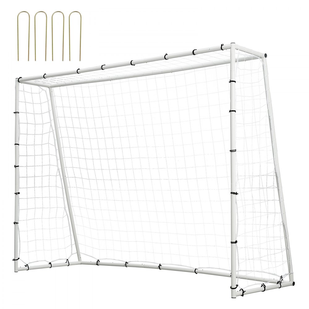 VEVOR Soccer Rebound Trainer, 8x6FT Iron Soccer Training Equipment, Sports Football Rebounder Wall with Double-Sided Rebounding Net & Goal, Perfect for Backyard Practicing, Solo Training, Passing