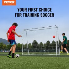 VEVOR Soccer Rebound Trainer, 8x6FT Iron Soccer Training Equipment, Sports Football Rebounder Wall με δίχτυ και γκολ διπλής όψης, ιδανικό για εξάσκηση στην πίσω αυλή, ατομική προπόνηση, πάσα