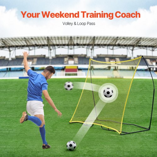VEVOR Voetbalrebounet, 1 x 1 m, rebounder voor training, voetbal, draagbaar, verstelbare hoek, ijzeren buis, PE-net, eenvoudige installatie, sportuitrusting voor kinderen, jongeren en alle leeftijden