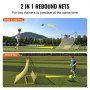 VEVOR Soccer Trainer, 2-IN-1 Portable Soccer Rebounder Net, 72"x51" Iron Soccer Practice Equipment, Sports Football Rebounder Wall with Portable Bag, Perfect for Team Solo Training, Passing, Volley