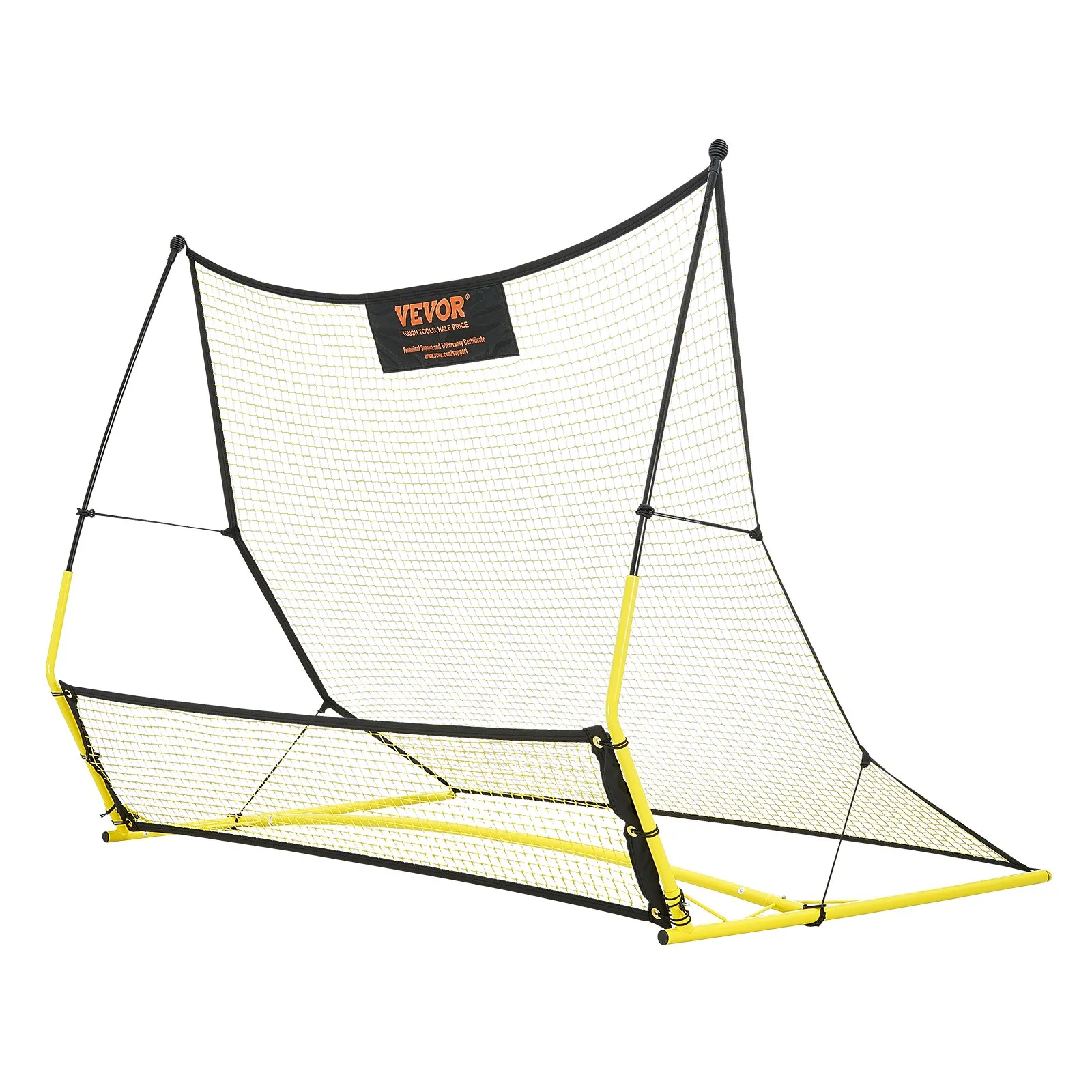 VEVOR soccer rebounder with yellow frame and net for soccer training.