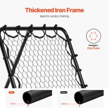 34"x34" Soccer Rebounder Net Kick-Back Portable Football Training Gifts