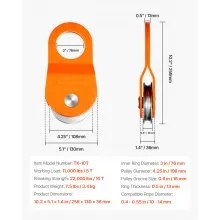 VEVOR 10 T Winch Snatch Block, 22,000 lbs Capacity Block and Tackle Pulley System, Work with 0.4" - 0.55" Rope, Winch Hook Accessories, Heavy Duty Offroad Recovery Accessory for Truck Tractor ATV UTV