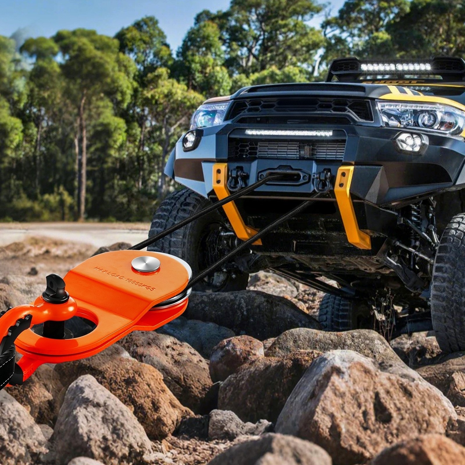 VEVOR 10 T Winch Snatch Block, 22,000 lbs Capacity Block and Tackle Pulley System, Work with 0.4" - 0.55" Rope, Winch Hook Accessories, Heavy Duty Offroad Recovery Accessory for Truck Tractor ATV UTV