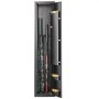 VEVOR gun safe with rifles and ammunition boxes securely stored inside a black steel safe cabinet.