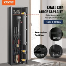 VEVOR 5 Rifles Gun Safe, Rifle Safe with Fingerprint Lock, Quick Access Gun Storage Cabinet with Removable Shelf, Pistol Rack, Ammo Storage Box for Home Long Gun and Pistols