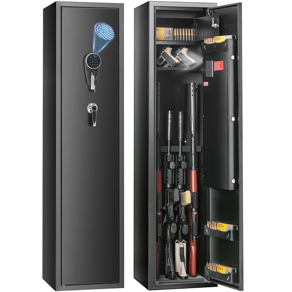 Vevor 6 Safe Security Cabinet With Fingerprint Digital Keypad Lock Storage Built In Locker And Removable Shelf For Pistols Home Long