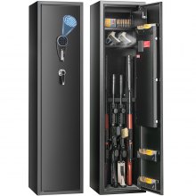 VEVOR 6 Rifles Gun Safe, Rifle Safe with Fingerprint & Digital Keypad Lock, Gun Storage Cabinet with Built-in Storage Locker and Removable Storage Shelf for Pistols & Home Long Gun