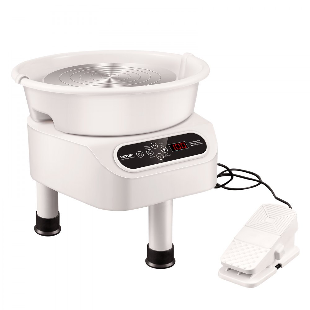 VEVOR Pottery Wheel, 10 inch Pottery Forming Machine, 350W Electric Wheel for Pottery with Foot Pedal and LCD Touch Screen, Direct Drive Ceramic Wheel with 3 Support Legs for DIY Art Craft, White