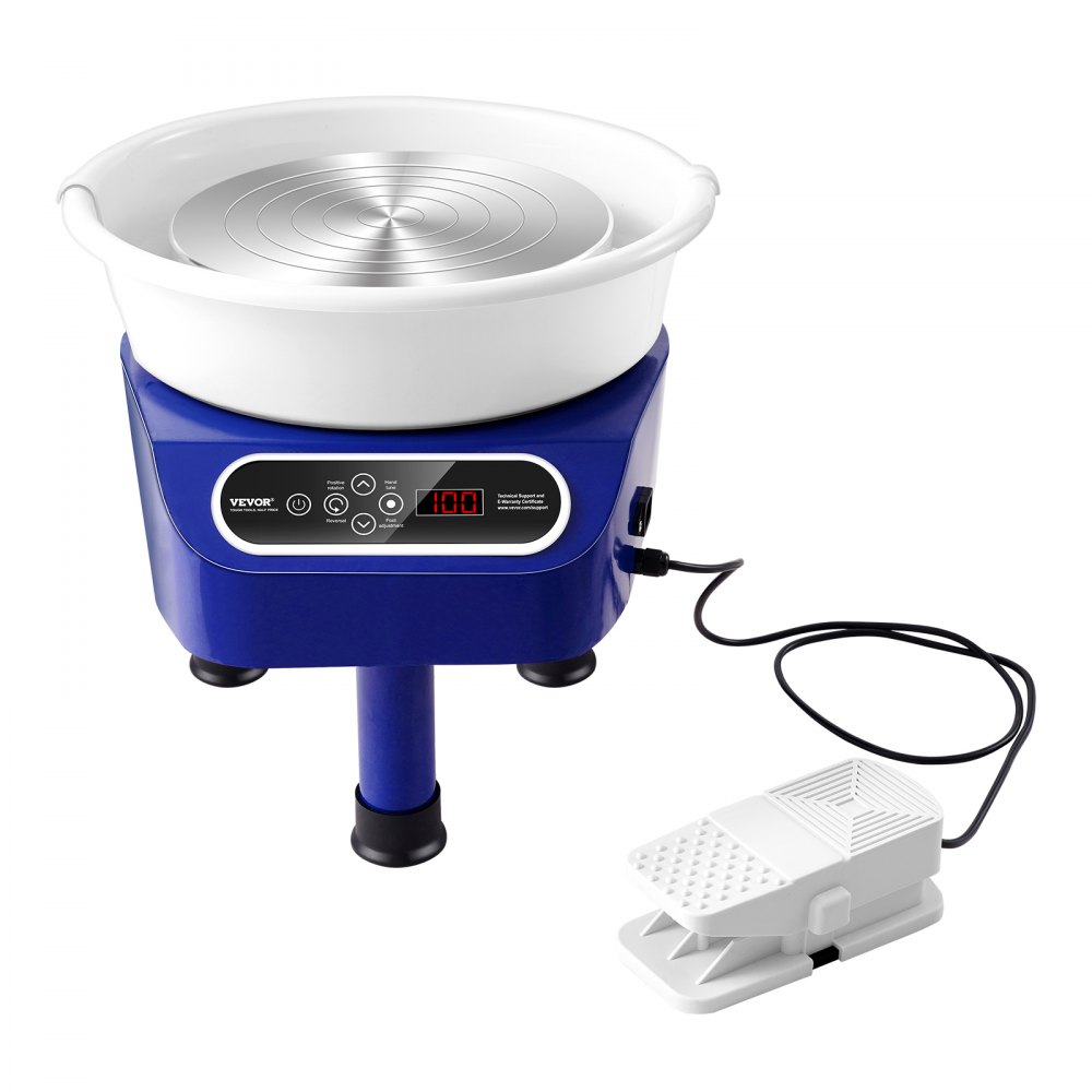 VEVOR Pottery Wheel 27.9 cm Ceramic Wheel Foot Pedal Touch Screen 450W 3 Legs Blue