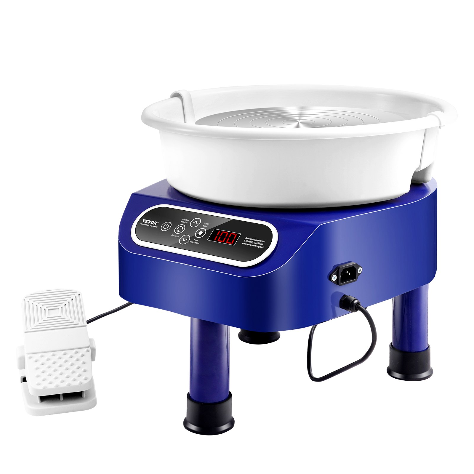 VEVOR Pottery Wheel 27.9 cm Ceramic Wheel Foot Pedal Touch Screen 450W 3 Legs Blue